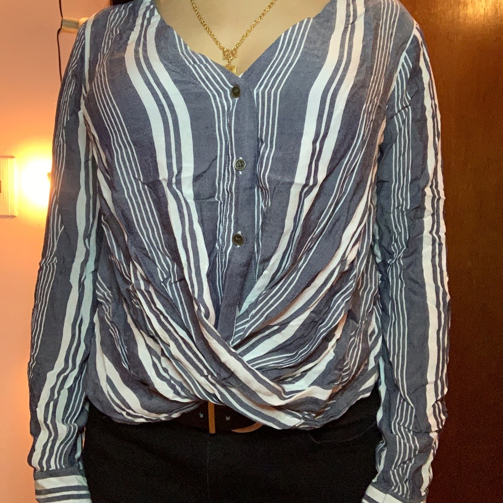 Woman’s button down stripe blouse